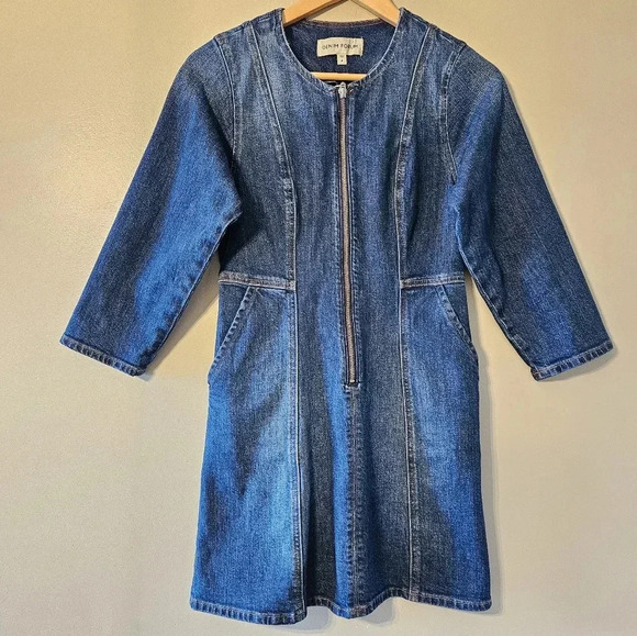 Aritzia Denim Forum Women's Front Zipper Denim Blue Jean Mini Dress Size 4. - Picture 8 of 16